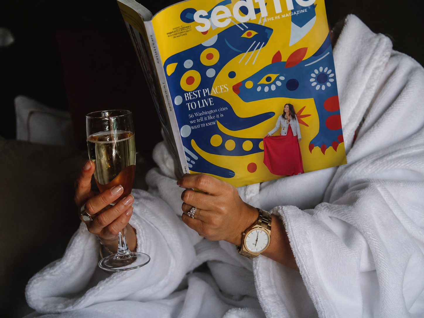 A reader enjoying Seattle Magazine